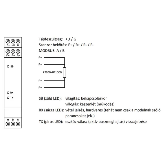 Modbus RS485 hőmérséklet érzékelő modul PT1000
