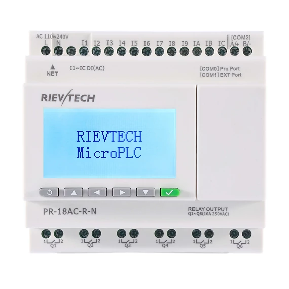 Rievtech PR-18AC-R-N Ethernet PLC webszerverrel és beépített MQTT-vel