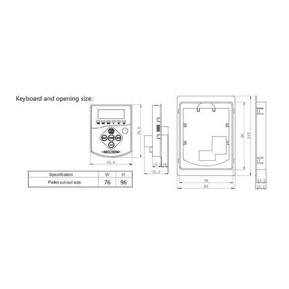 Külső kezelő panel SW100/SW200 frekvenciaváltóhoz