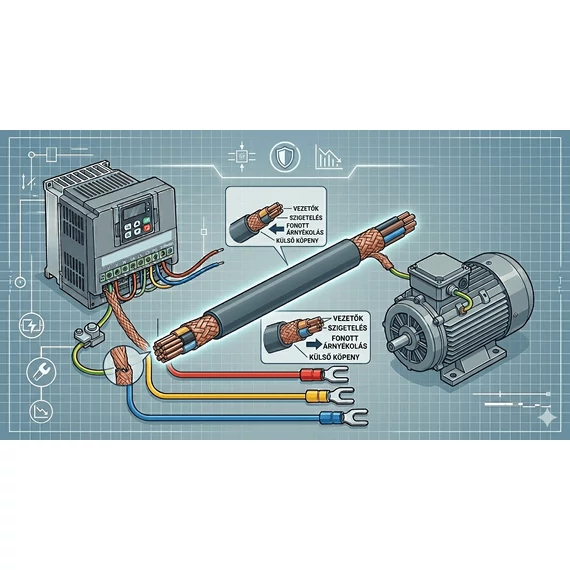 Frekvenciaváltó motor kábel 2,5 mm2 + zsugorcső